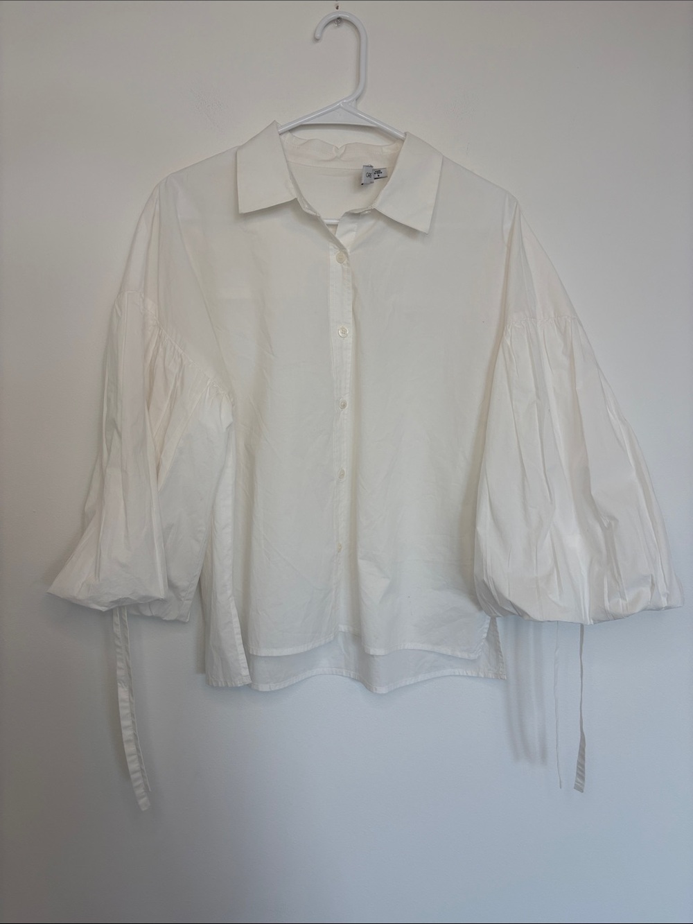Greylin Balloon Sleeve White Button Down